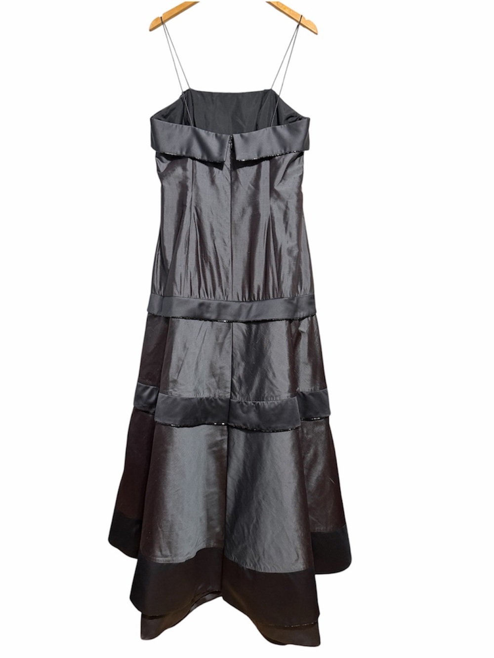 Tina di Martina Strapless Black Satin Evening Gown size 12 MSRP $1,625